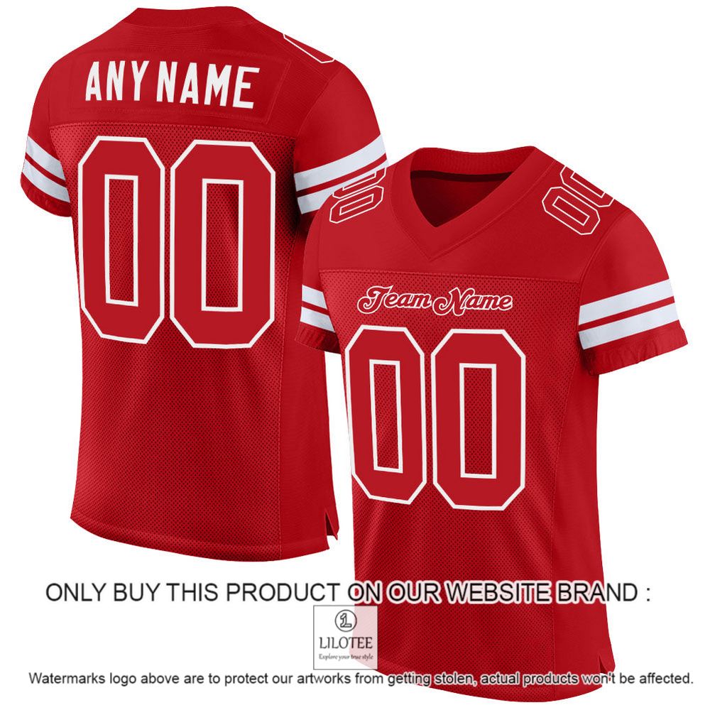 Red Red-White Mesh Authentic Personalized Football Jersey - LIMITED EDITION 11