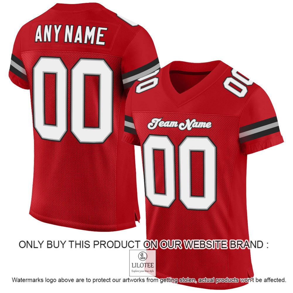 Red White-Black Mesh Authentic Personalized Football Jersey - LIMITED EDITION 10