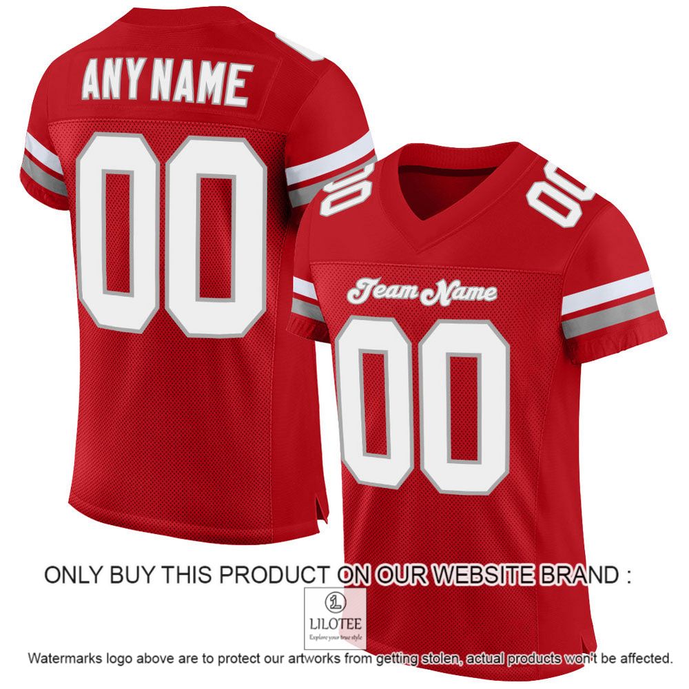 Red White-Gray Mesh Authentic Personalized Football Jersey - LIMITED EDITION 11