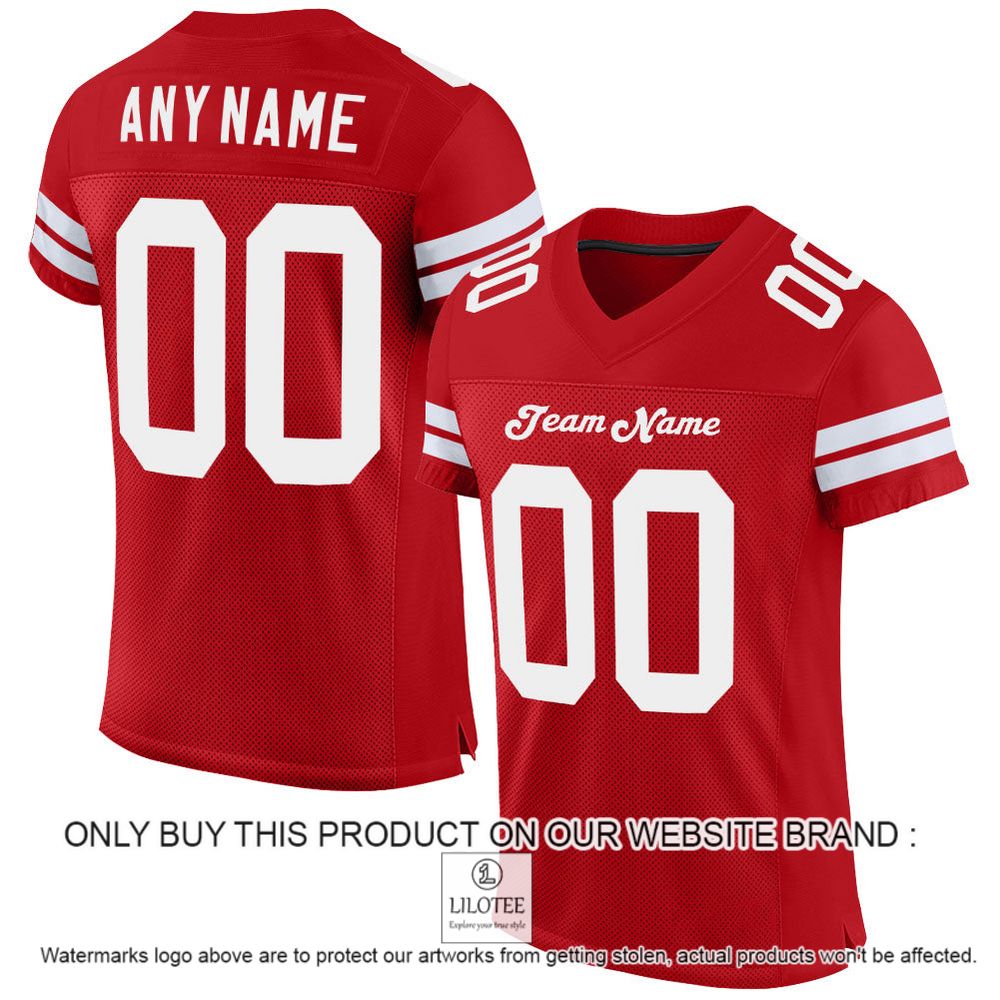 Red White Mesh Authentic Personalized Football Jersey - LIMITED EDITION 10