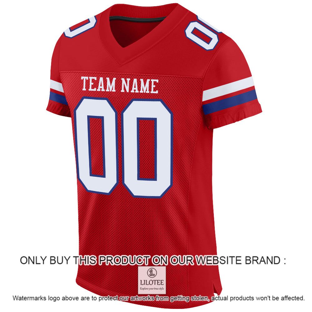 Alternative view of Red White-Royal Color Mesh Authentic Personalized Football Jersey - LIMITED EDITION