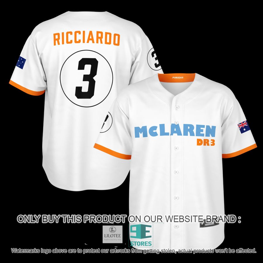 Ricciardo McLaren 4 White Baseball Jersey 12