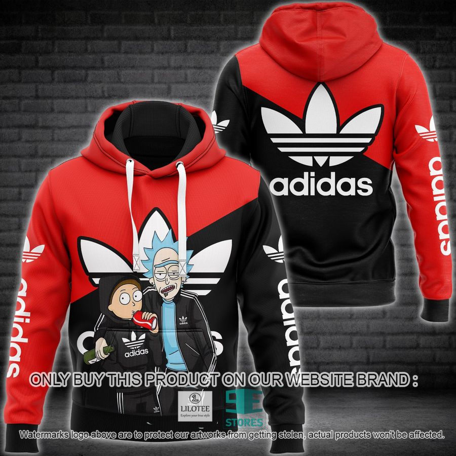 Rick And Morty Adidas Red 3D All Over Print Hoodie 8