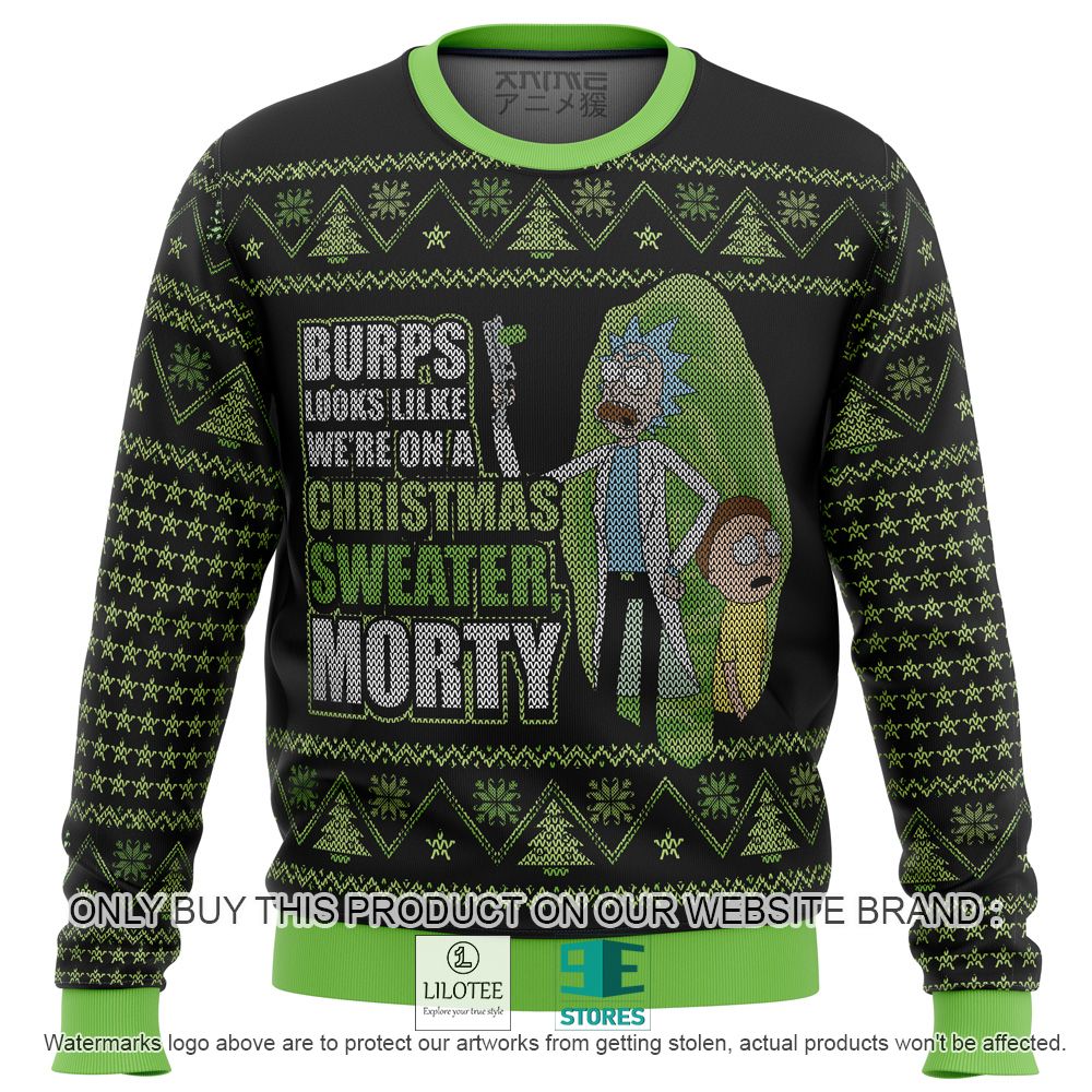 Rick and Morty Burps Looks Like We're on Christmas Ugly Christmas Sweater - LIMITED EDITION 20
