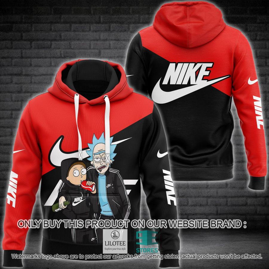 Rick and Morty Nike red black 3D Hoodie - LIMITED EDITION 9