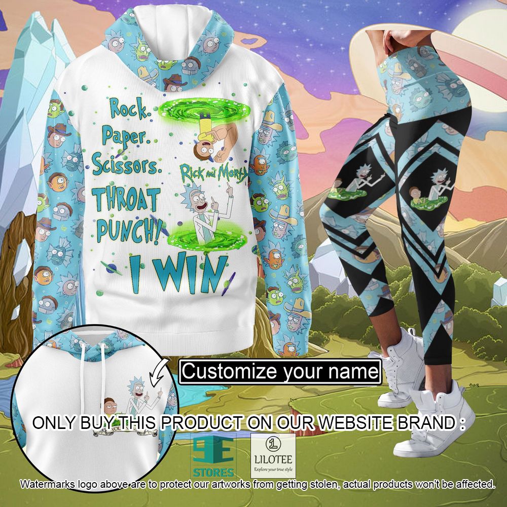 Rick and Morty Rock Paper Scissors Throat Punch I Win Custom Name 3D Hoodie, Legging - LIMITED EDITION 6