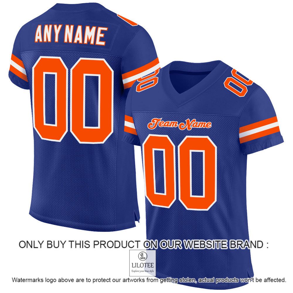 Royal Orange-White Mesh Authentic Personalized Football Jersey - LIMITED EDITION 12
