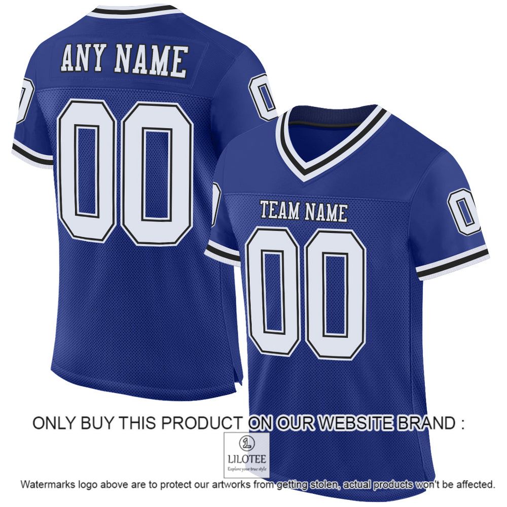 Royal White-Black Mesh Authentic Throwback Personalized Football Jersey - LIMITED EDITION 11