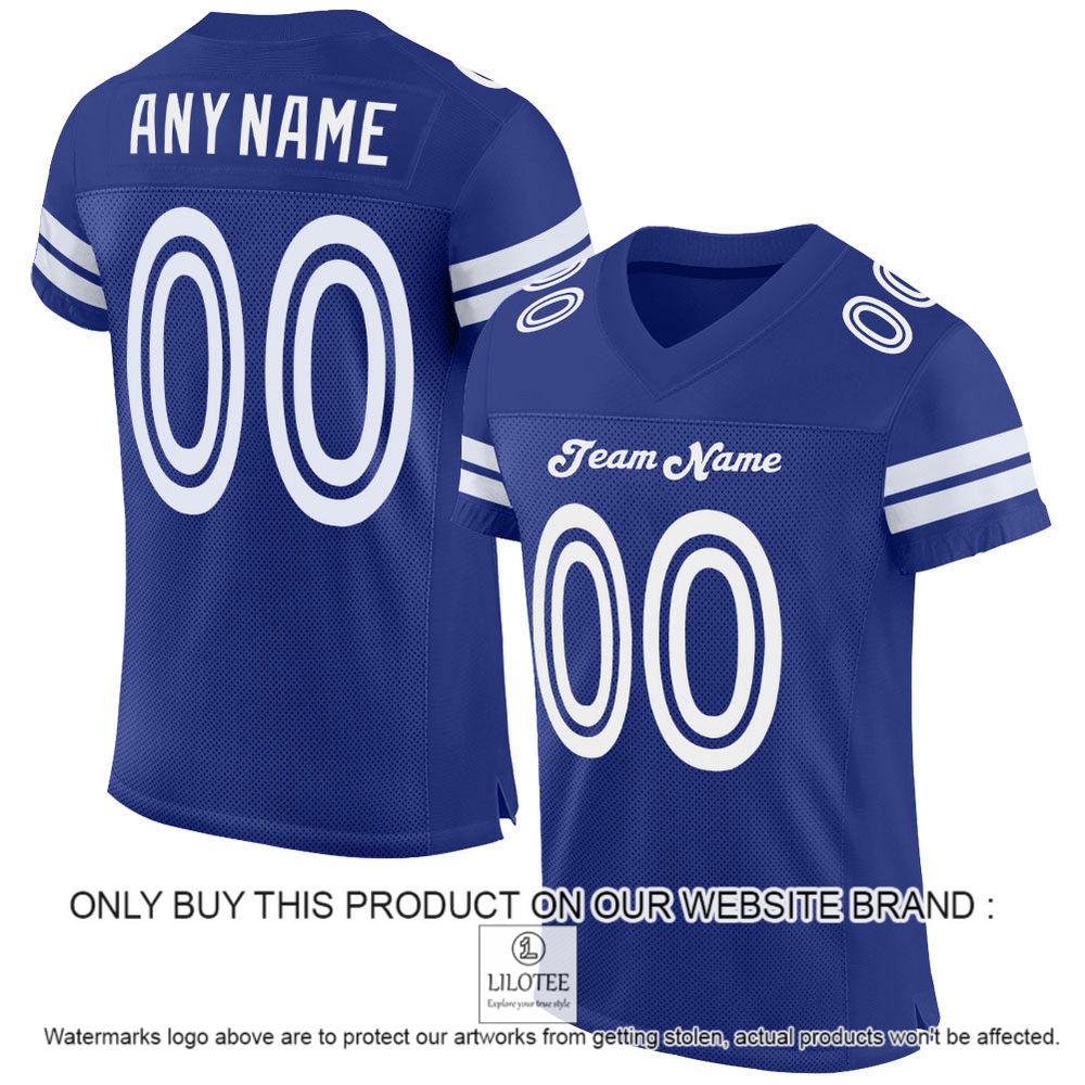 Royal White Mesh Authentic Personalized Football Jersey - LIMITED EDITION 13