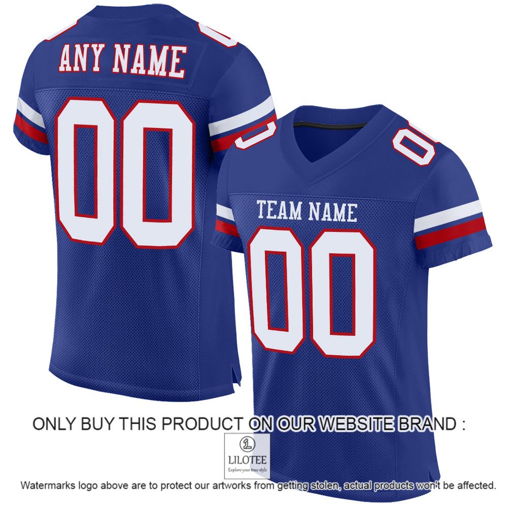 Royal White-Red Color Mesh Authentic Personalized Football Jersey - LIMITED EDITION 11