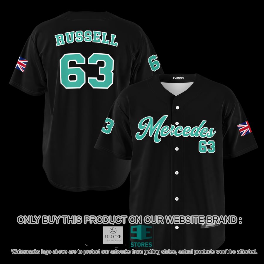 Russell Mercedes 63 Black Baseball Jersey 13