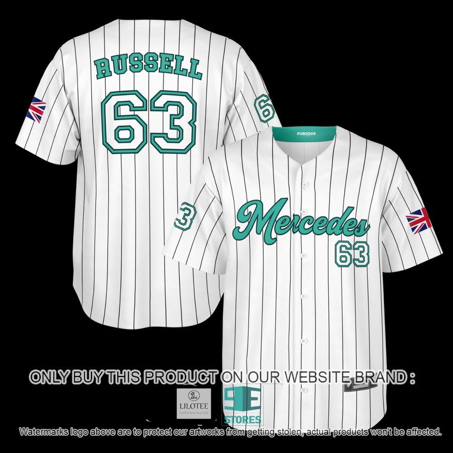 Russell Mercedes 63 White Baseball Jersey 13