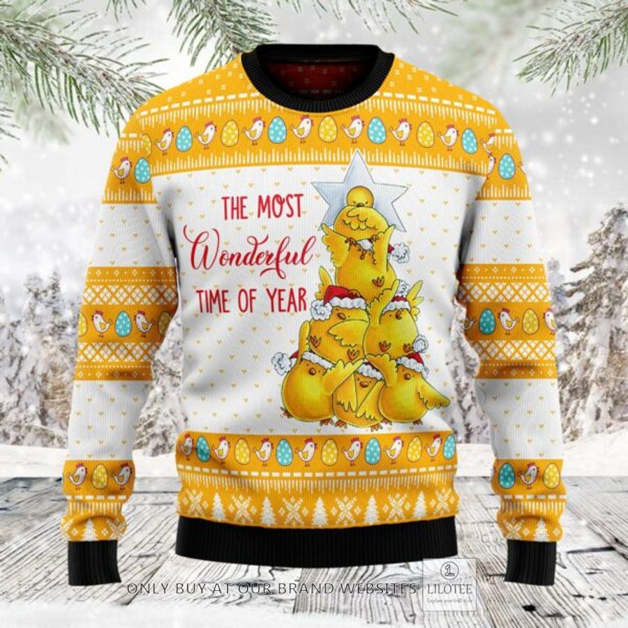 Wonderful Time Chicken Ugly Christmas Sweatshirt 6