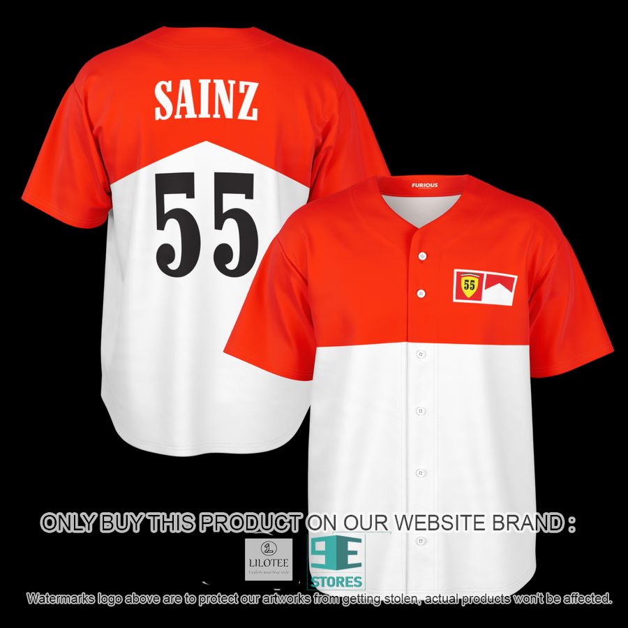 Sainz 55 Red White Baseball Jersey 13