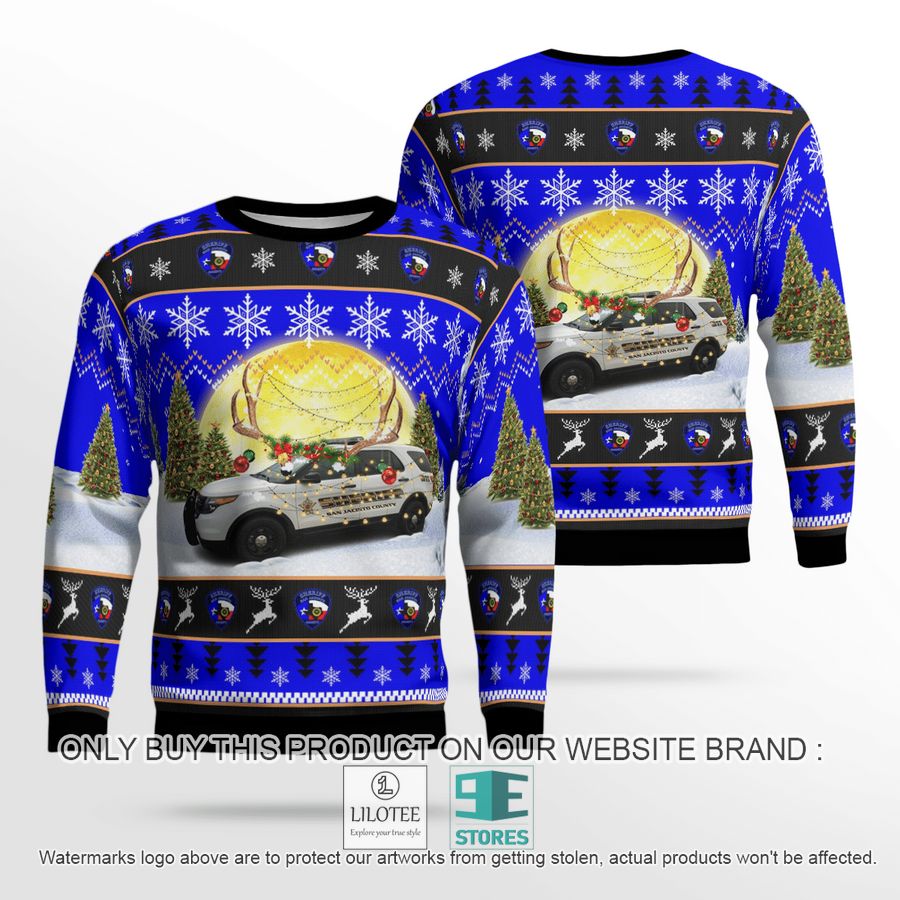 San Jacinto County Sheriff Ford Interceptor SUV Texas Christmas Sweater - LIMITED EDITION 19