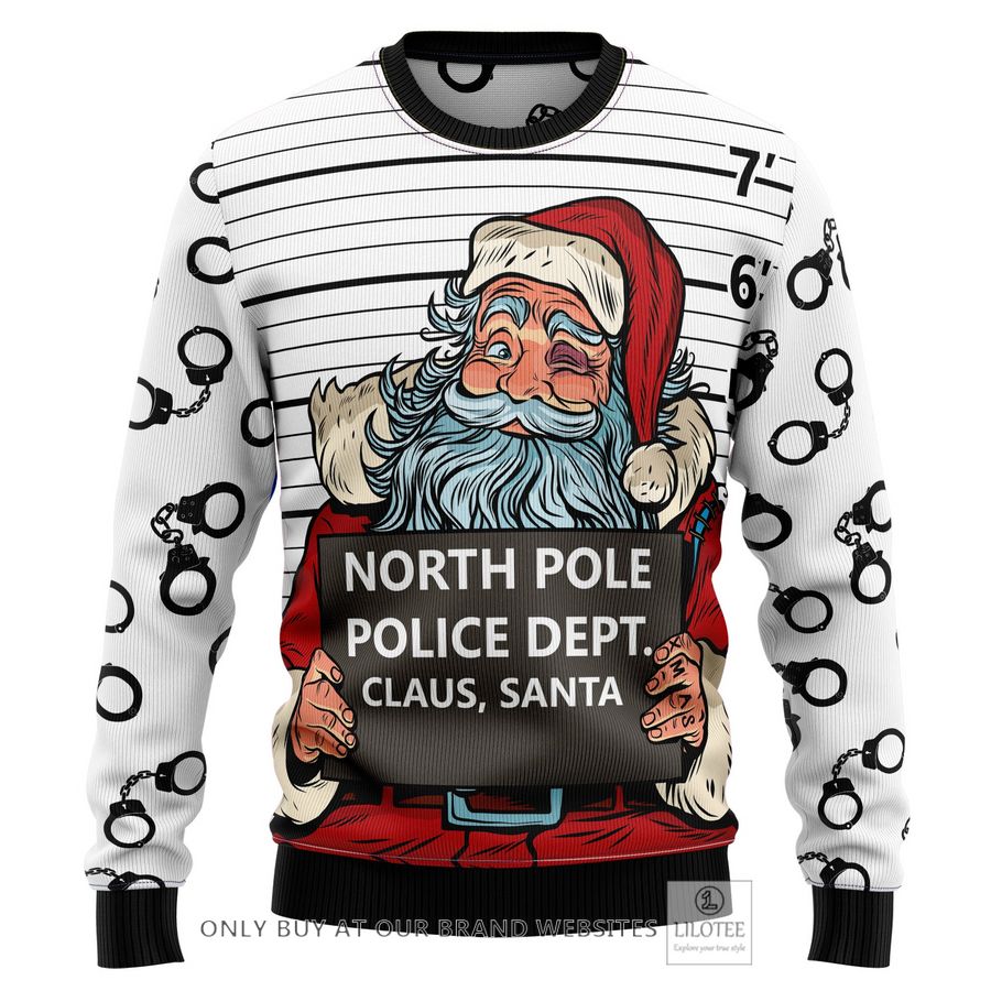 Santa Claus Arrested By North Pole Police Ugly Christmas Sweater - LIMITED EDITION 32