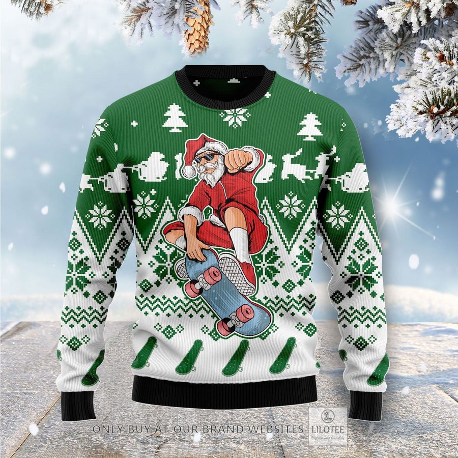 Santa Claus Skateboarding Ugly Christmas Sweater - LIMITED EDITION 24