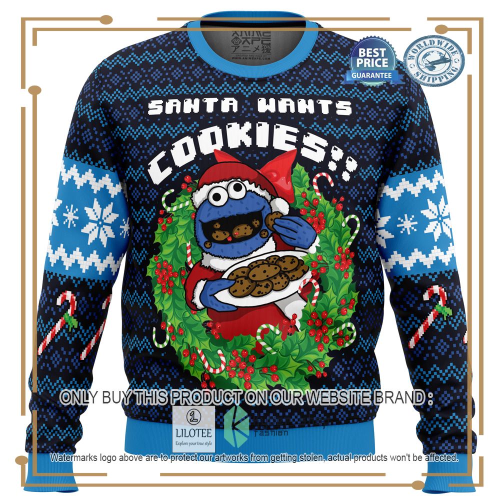 Santa's Cookies Cookie Monster Ugly Christmas Sweater - LIMITED EDITION 7