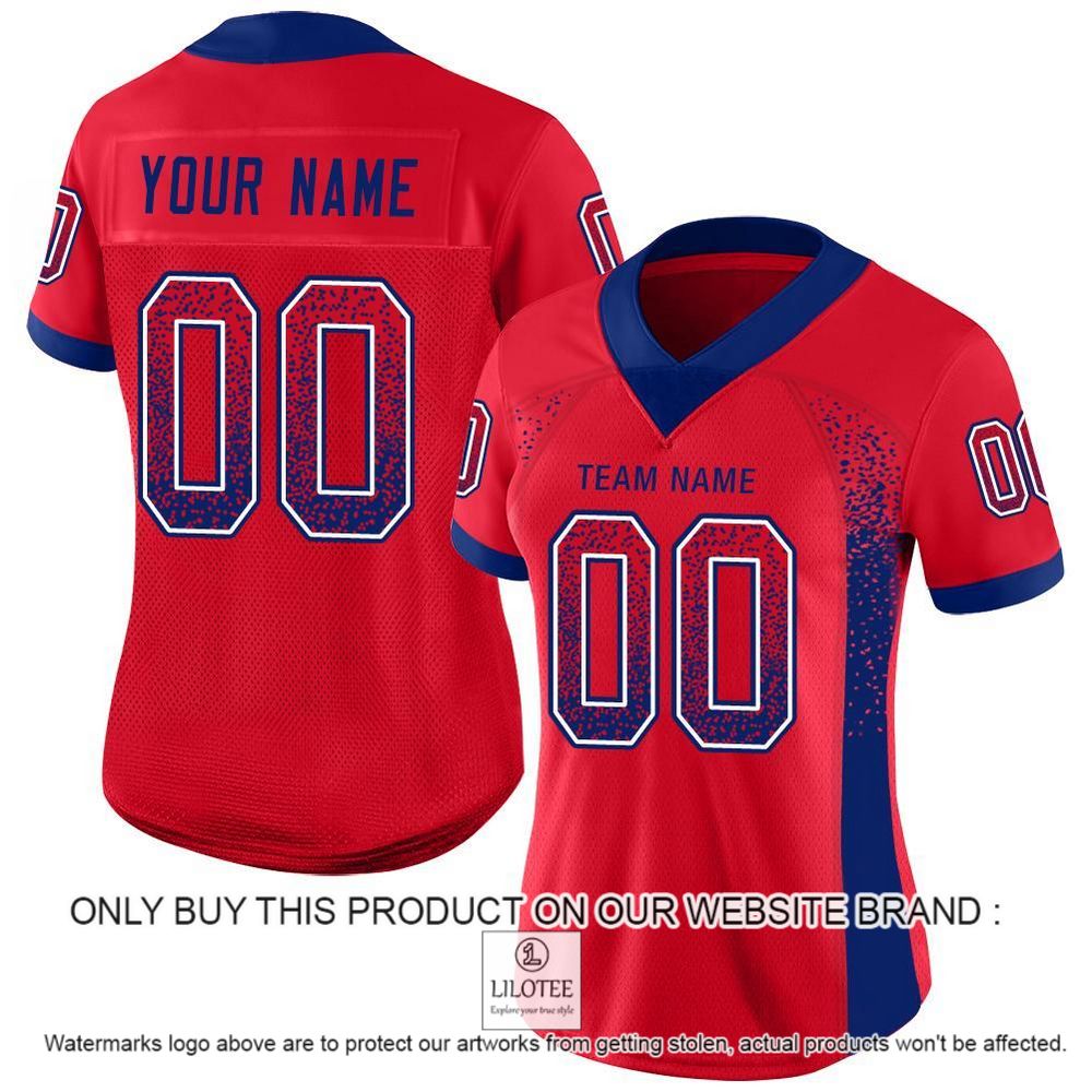 Alternative view of Scarlet Royal-White Mesh Drift Fashion Personalized Football Jersey - LIMITED EDITION