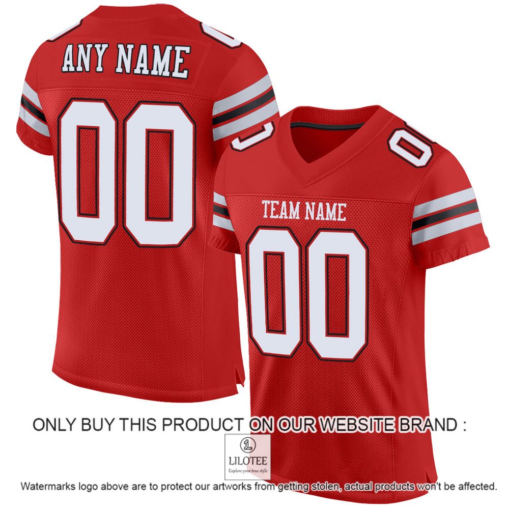 Scarlet White-Black Color Mesh Authentic Personalized Football Jersey - LIMITED EDITION 10