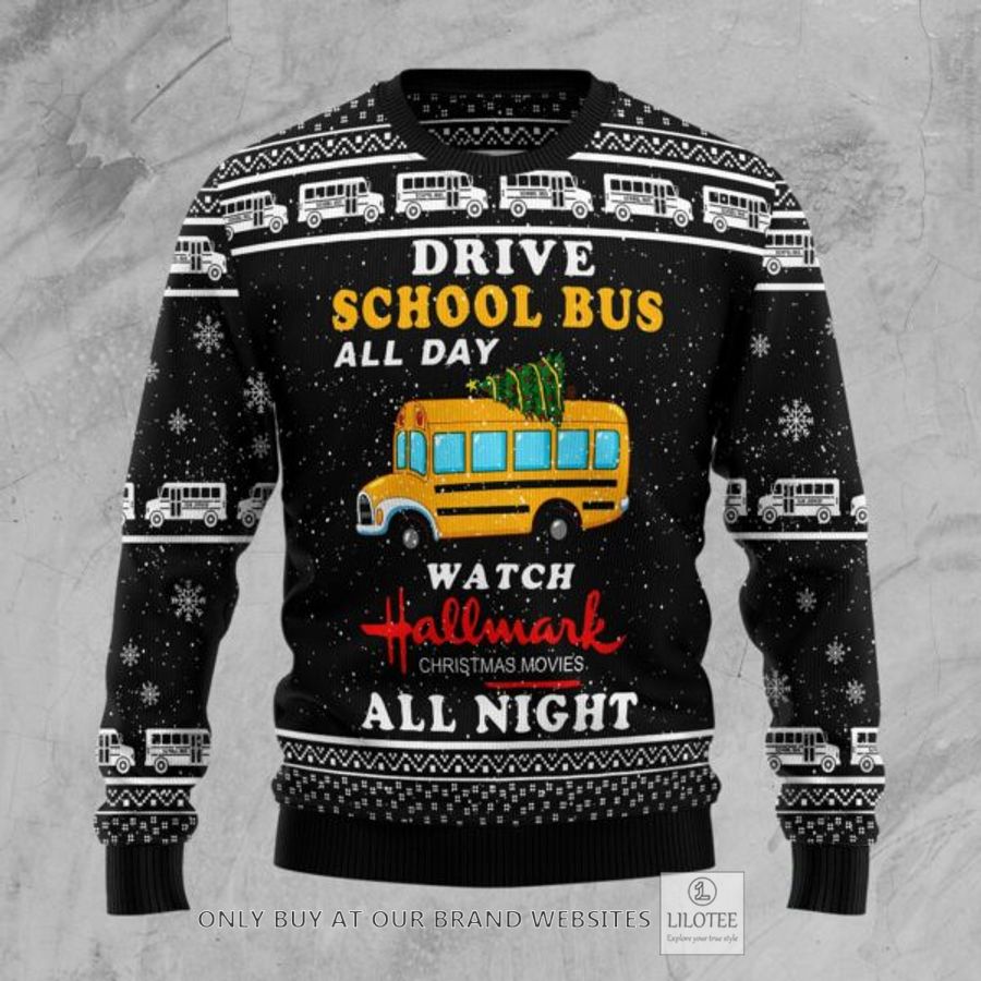 School Bus All Day Ugly Christmas Sweatshirt 6