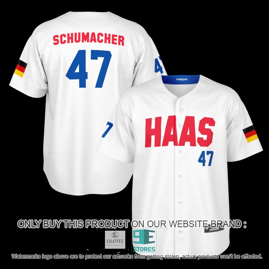 Schumacher Haas 47 White Baseball Jersey 13