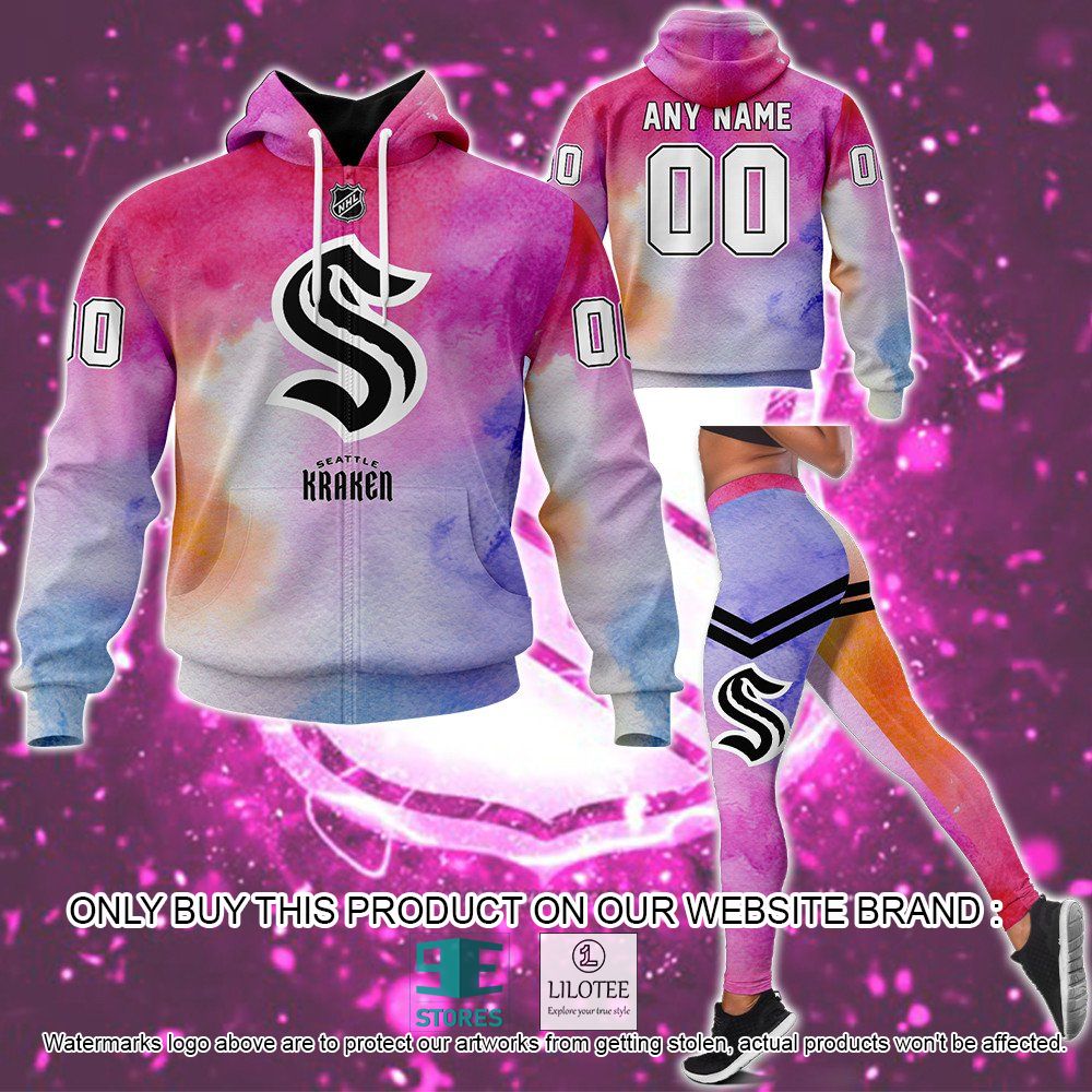 Seattle Kraken Breast Cancer Awareness Month Personalized 3D Hoodie, Shirt - LIMITED EDITION 44