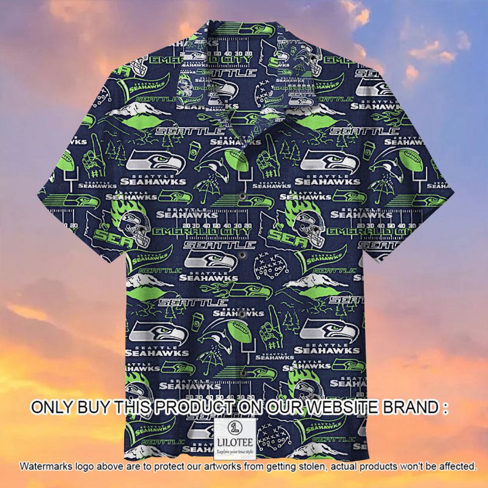 Seattle Seahawks Logo Navy Green Short Sleeve Hawaiian Shirt - LIMITED EDITION 10
