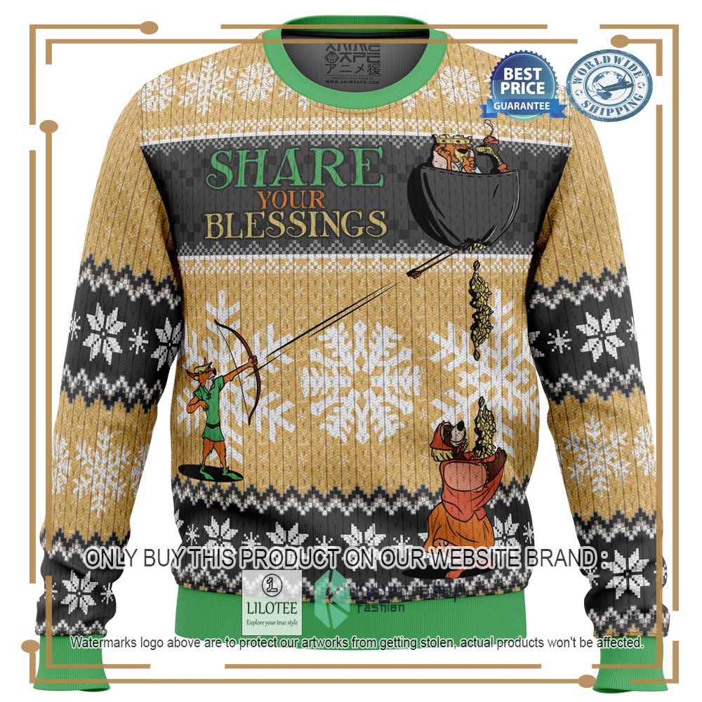 Share Your Blessings Robin Hood Disney Ugly Christmas Sweater - LIMITED EDITION 10