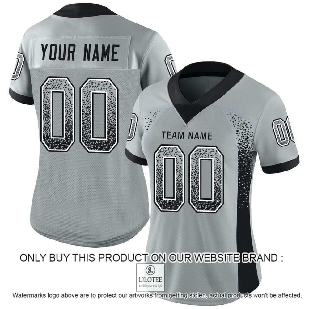 Alternative view of Silver Black-White Mesh Drift Fashion Personalized Football Jersey - LIMITED EDITION