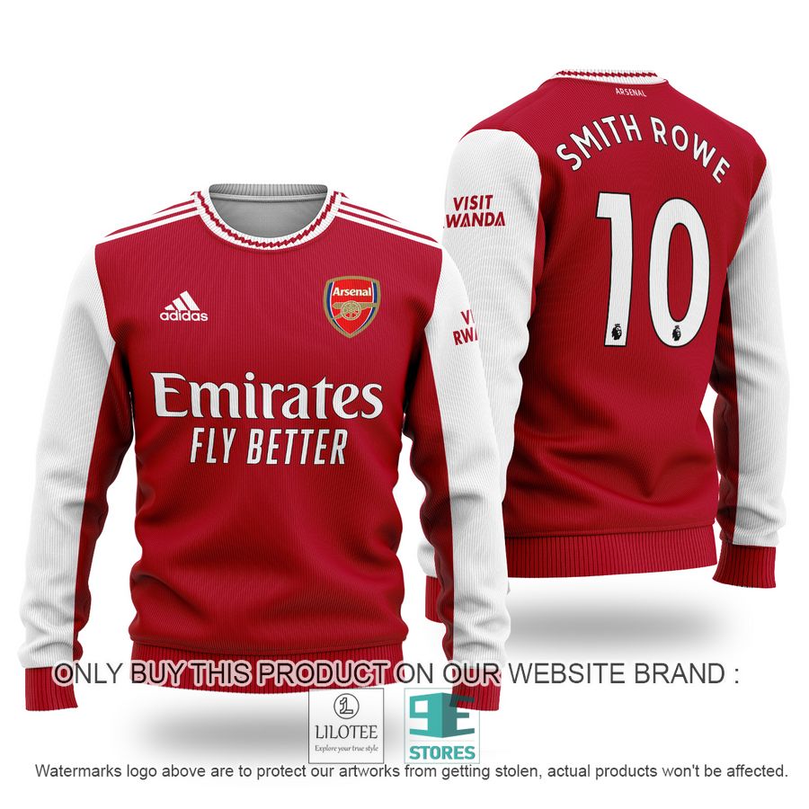 Smith Rowe 10 Arsenal FC Emirates Fly Better Adidas Ugly Christmas Sweater - LIMITED EDITION 8