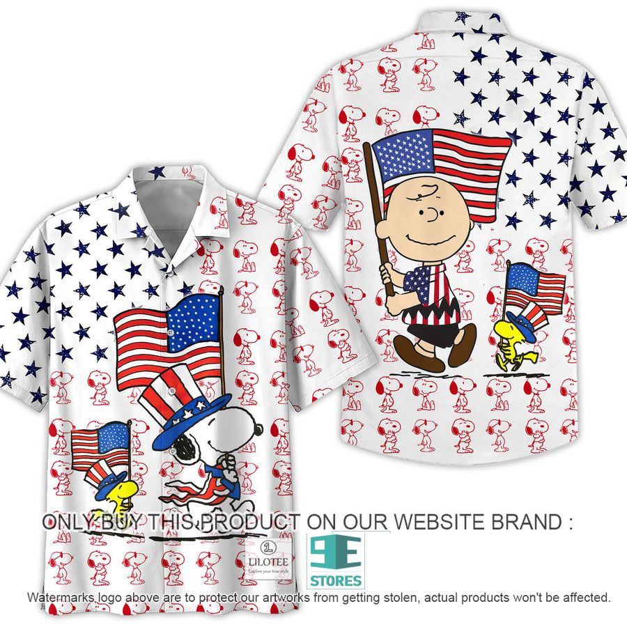 Snoopy and Charlie Brown Clown US Flag Hawaiian Shirt 6