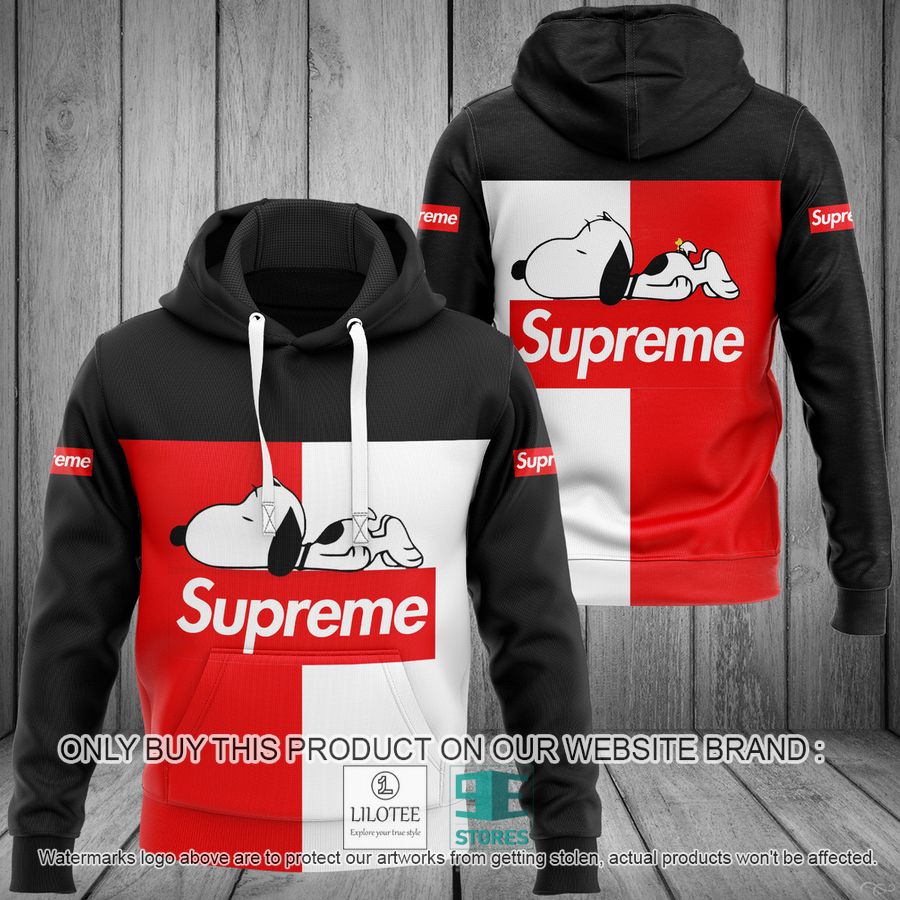 Snoopy Supreme black red 3D Hoodie - LIMITED EDITION 8