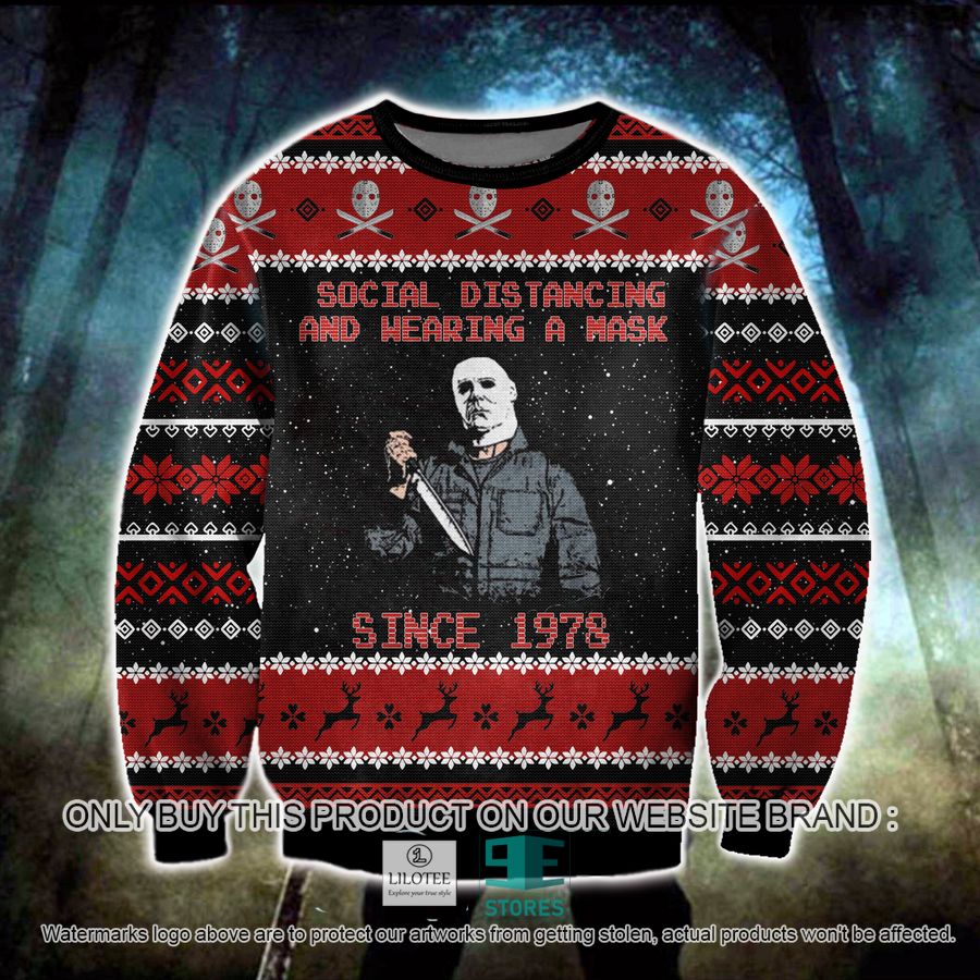 Social Distancing And Wearing A Mask Since 1978 Ugly Christmas Sweater, Sweatshirt 9