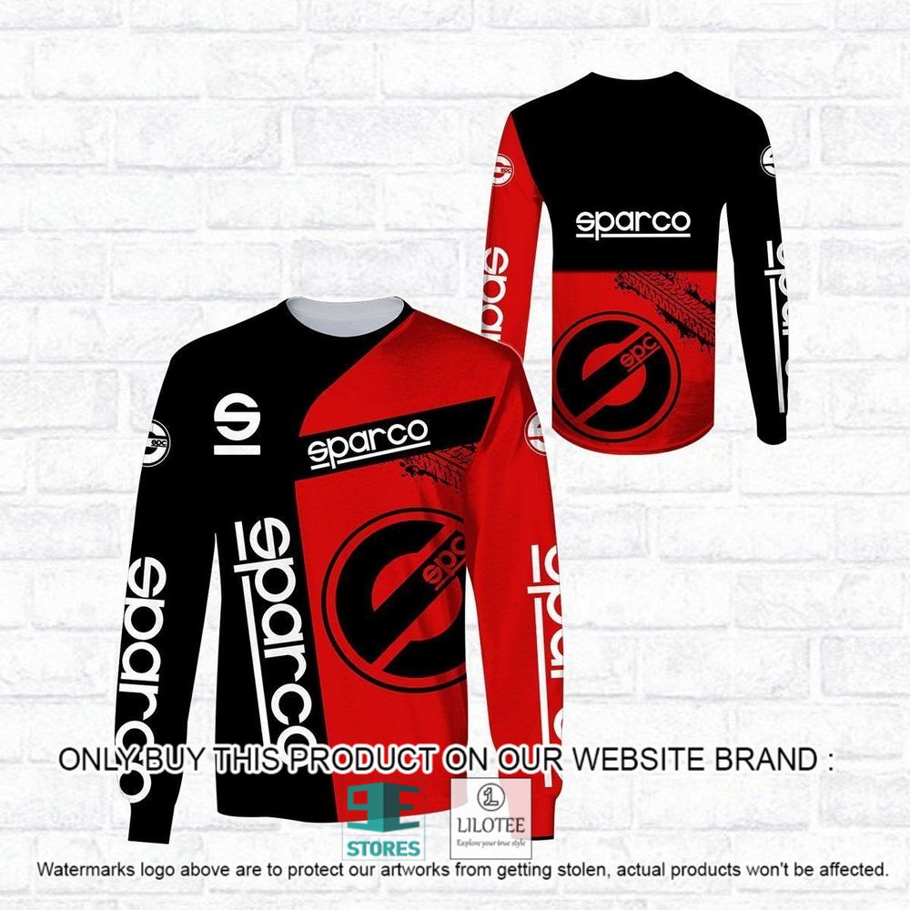 Alternative view of Sparco Black Red Pattern 3D Hoodie, Shirt - LIMITED EDITION