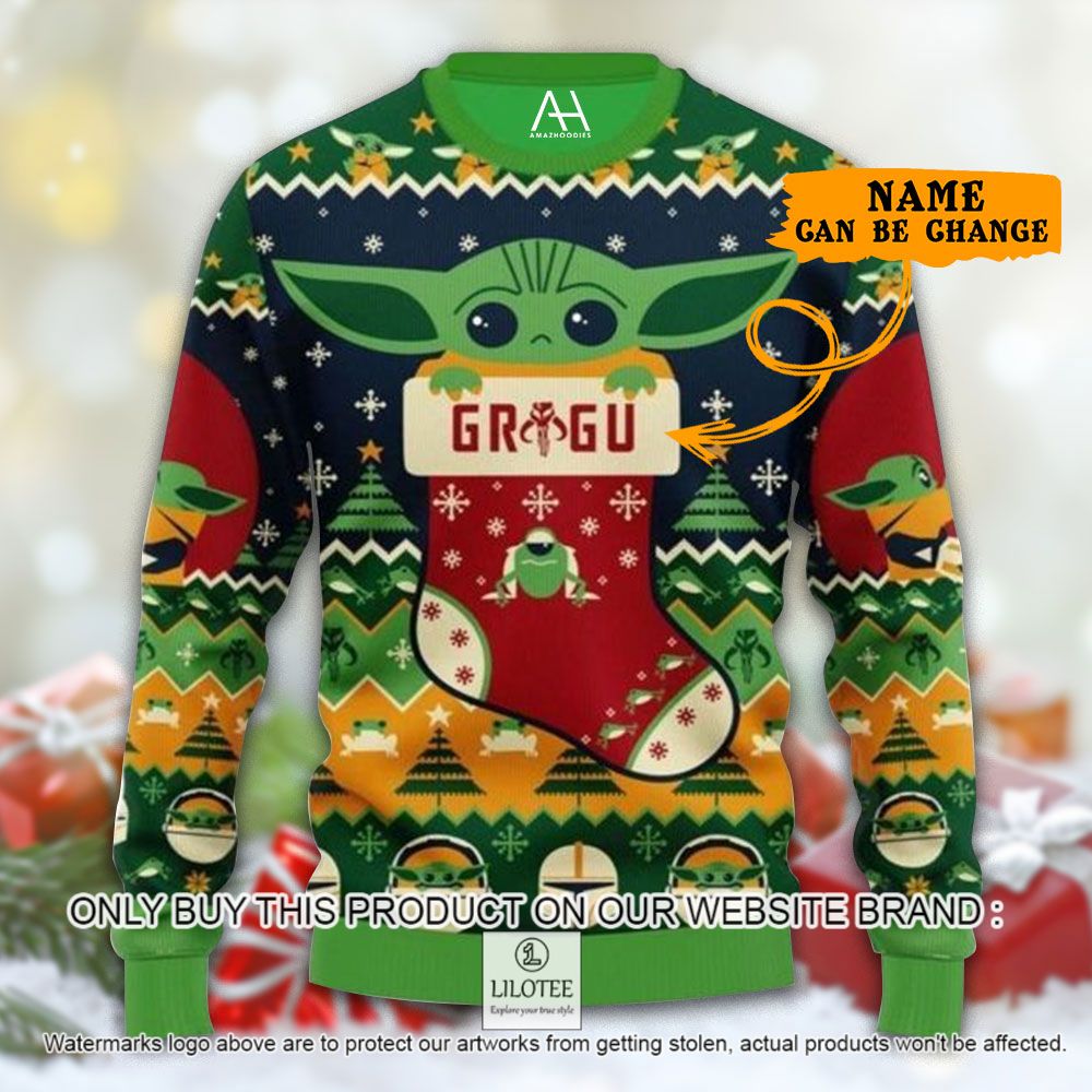 Star Wars Baby Yoda Grogu Custom Name Christmas Sweater - LIMITED EDITION 8