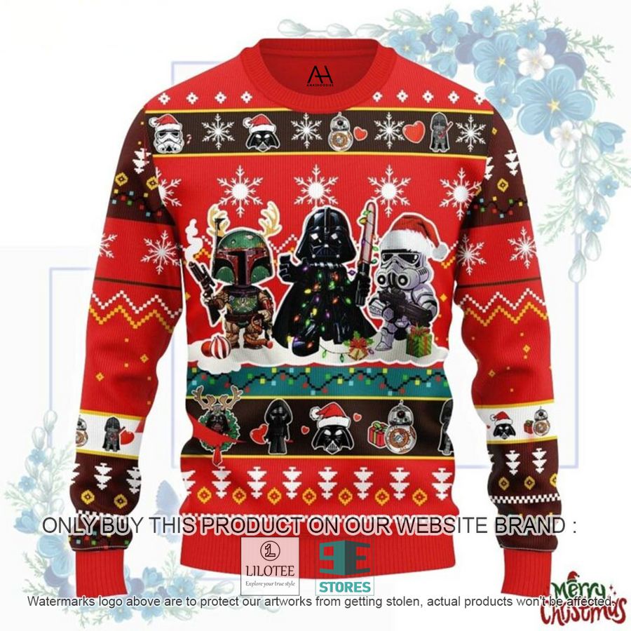 Star Wars Darth Vader Stormtrooper Boba Fett Chibi red Ugly Christmas Sweater - LIMITED EDITION 5
