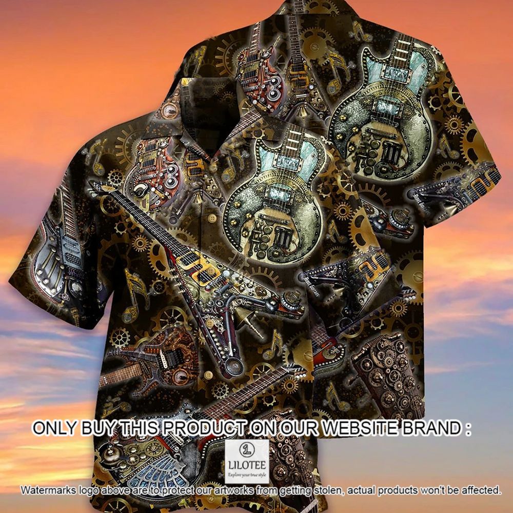 Steam Punk Guitar Pattern Short Sleeve Hawaiian Shirt - LIMITED EDITION 13