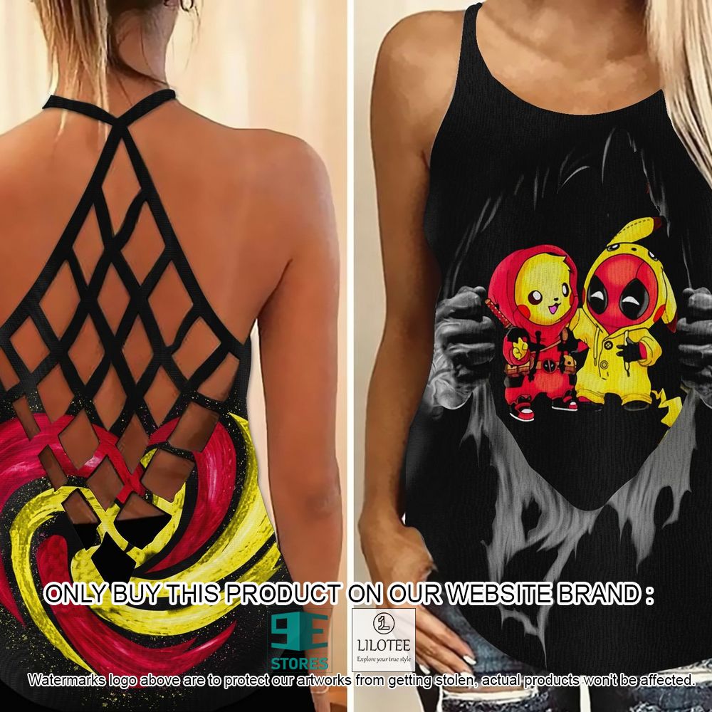 Stitch and Pikachu Deadpool Cross Tank Top - LIMITED EDITION 6