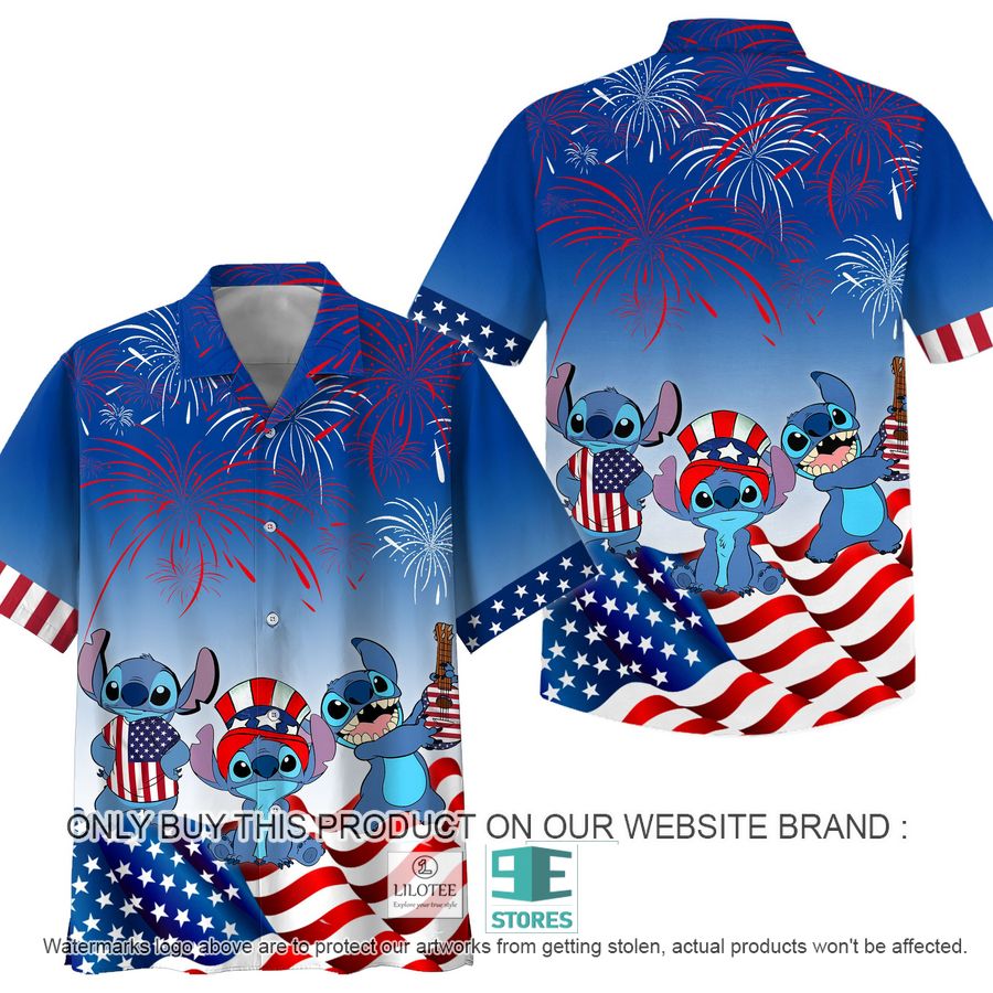 Stitch US Flag Firework Hawaiian Shirt 7
