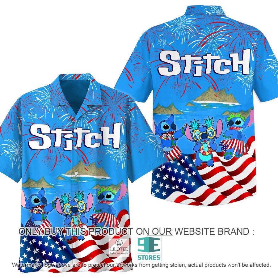 Stitch US Flag Firework Island Hawaiian Shirt 7