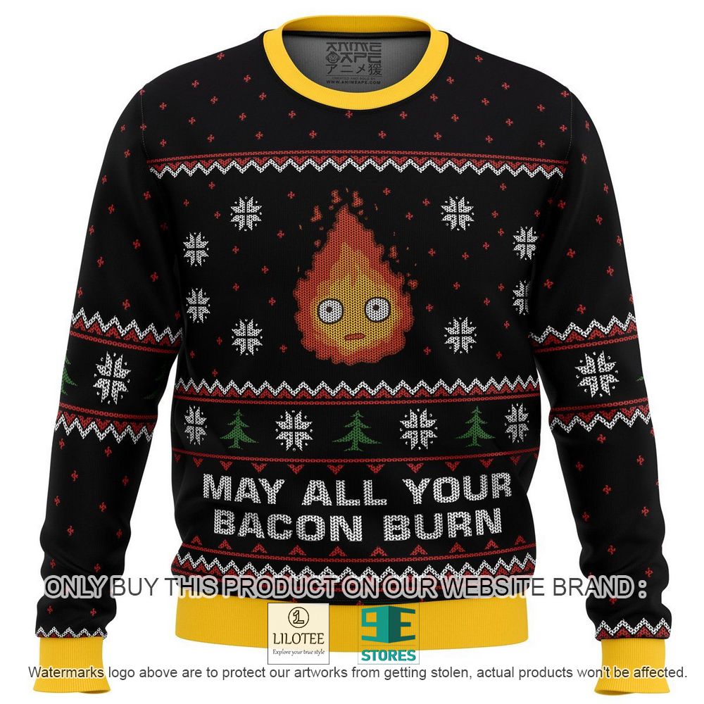 Studio Ghibli May All Your Bacon Burn Calcifer Anime Ugly Christmas Sweater - LIMITED EDITION 10