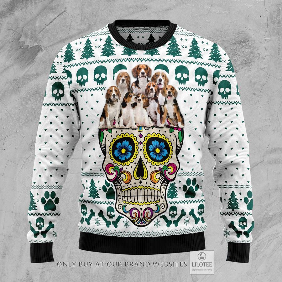 Sugar Skull Beagles Ugly Christmas Sweater - LIMITED EDITION 24