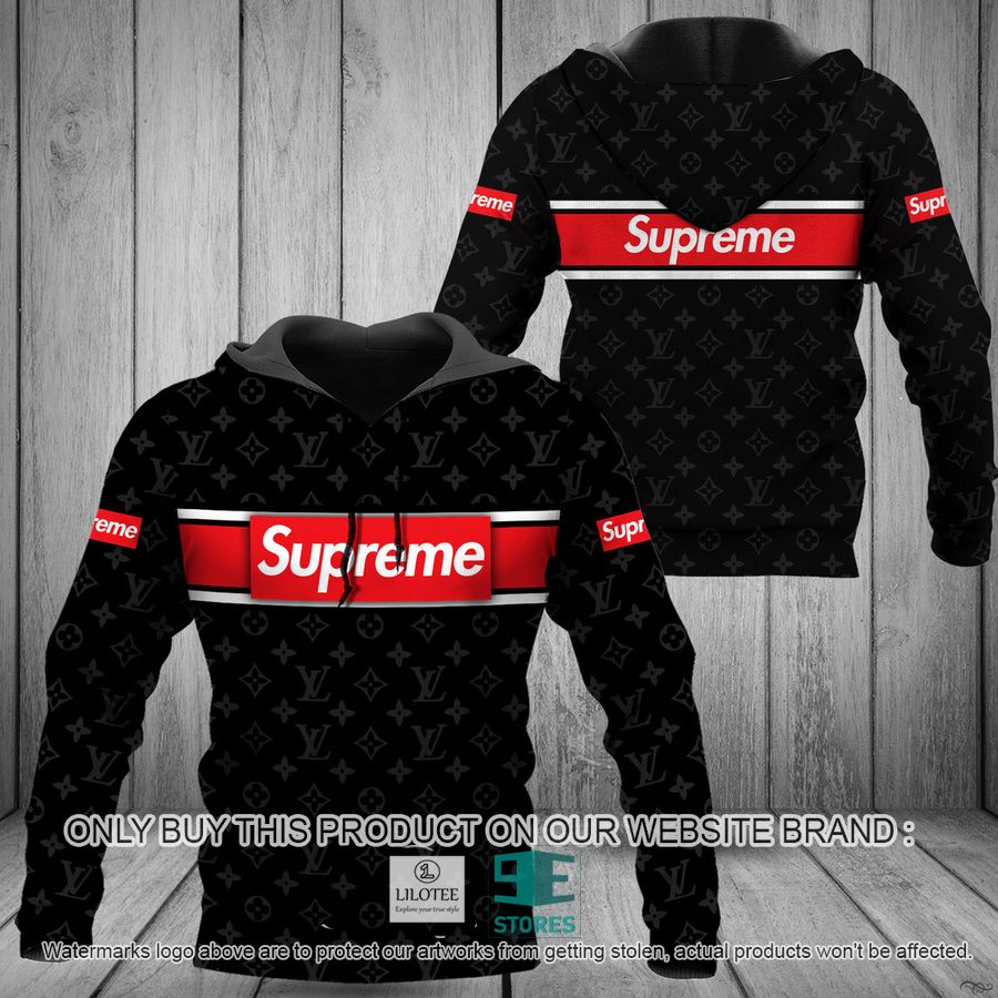 Supreme Black Red 3D All Over Print Hoodie 9