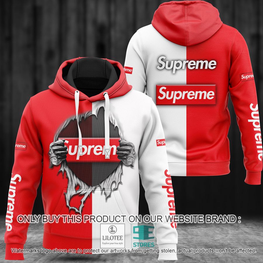 Supreme brand logo white red 3D Hoodie - LIMITED EDITION 8