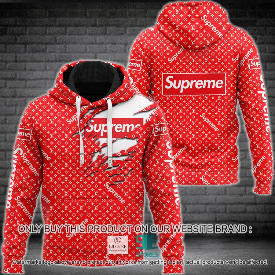 Supreme Louis Vuitton Red 3D All Over Print Hoodie 8