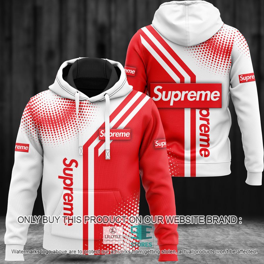 Supreme Red and White 3D All Over Print Hoodie 8