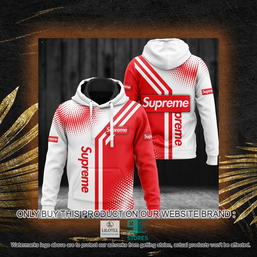 Alternative view of Supreme Red and White 3D All Over Print Hoodie