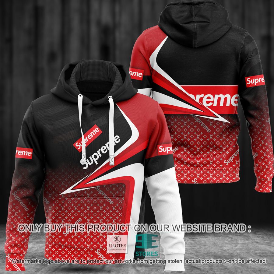 Supreme Red black white 3D All Over Print Hoodie 8