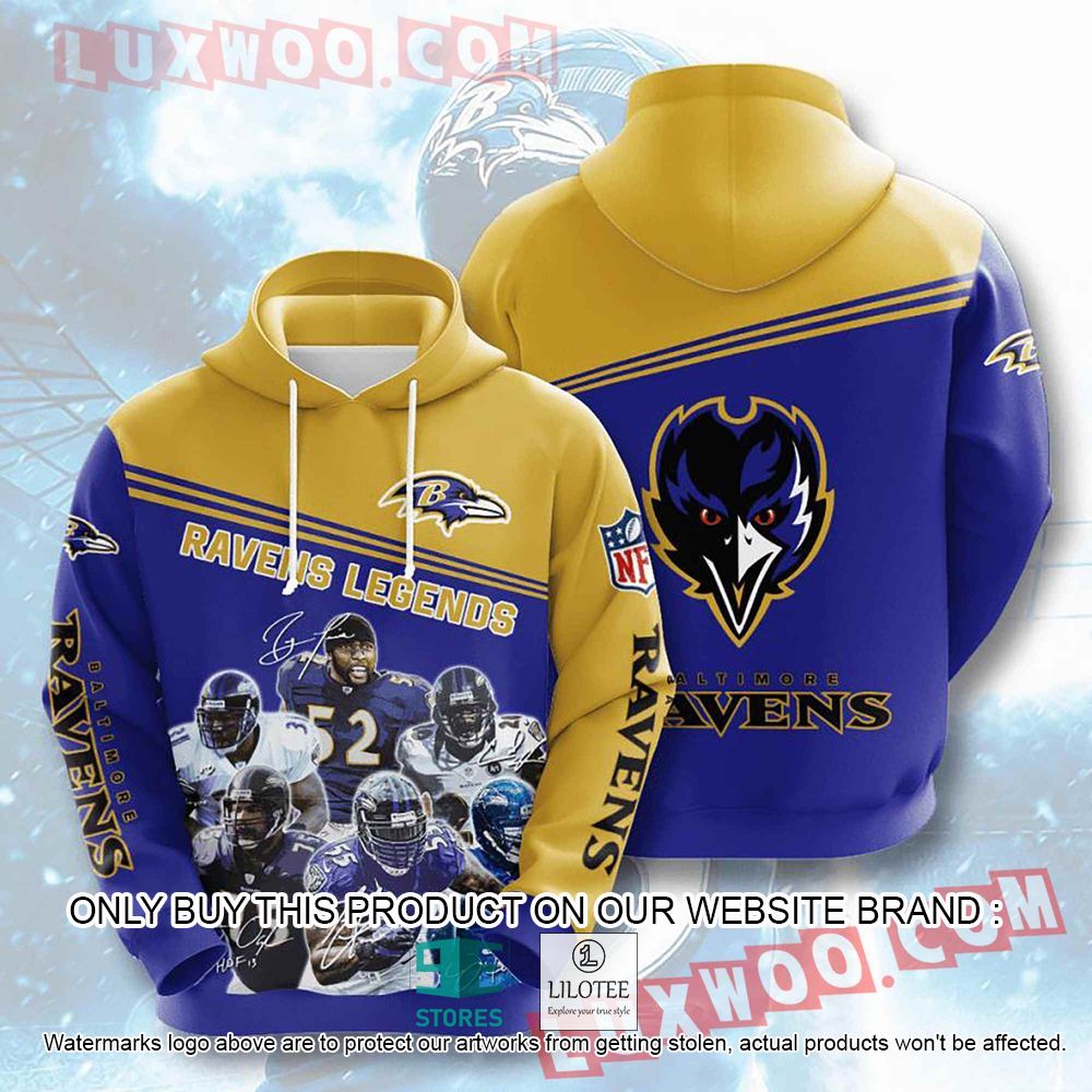 NFL Baltimore Ravens Members Legends 3D Hoodie - LIMITED EDITION 10